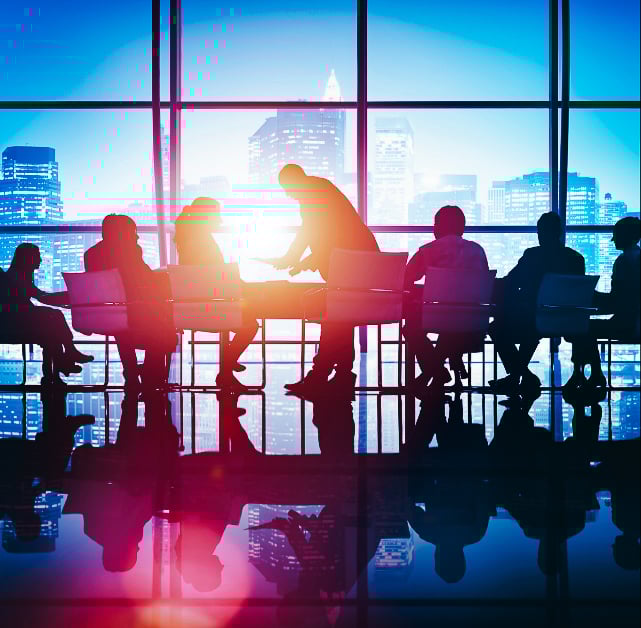 table of office workers in a city